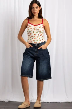 Women Daisy Street Tops-Printed Cropped Cami Top