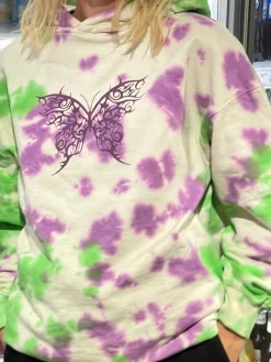 Women Daisy Street Hoodies & Sweatshirts-Printed Tie Dye Hoodie
