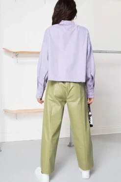 Women Daisy Street Trousers-PU Coated Trousers Co-ord in