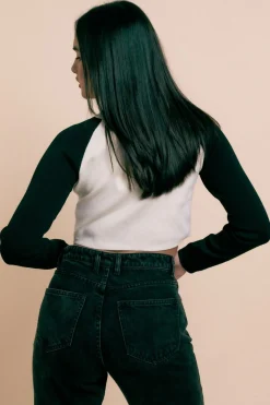 Women Daisy Street Tops-Raglan Cropped Knit With Star Motif