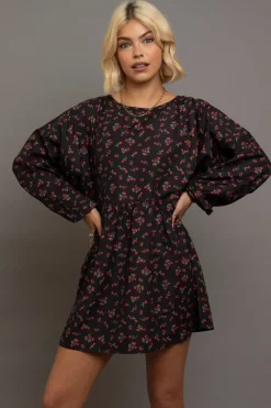 Women Daisy Street Dresses-Raglan Mini Smock Dress