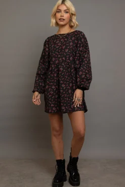 Women Daisy Street Dresses-Raglan Mini Smock Dress