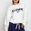Women Daisy Street Hoodies & Sweatshirts-Raw Edge Crop Sweat With Alumni Graphic