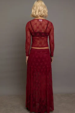 Women Daisy Street Partywear | Skirts-Lace Maxi Skirt With Bows