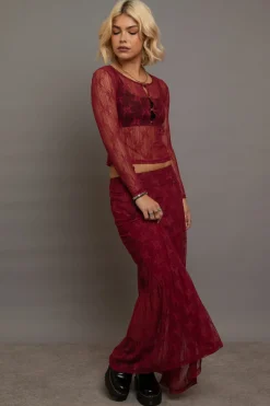 Women Daisy Street Partywear | Skirts-Lace Maxi Skirt With Bows