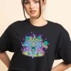 Women Daisy Street T-Shirts-Relaxed Crop T-Shirt with Fairy Print
