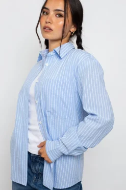 Women Daisy Street Tops-Relaxed Fit Stripe Shirt