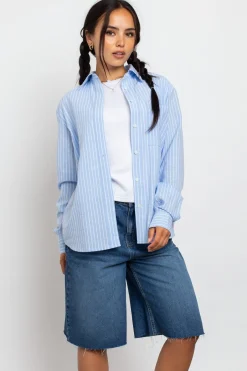 Women Daisy Street Tops-Relaxed Fit Stripe Shirt