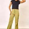Women Daisy Street Trousers-Relaxed Mid Rise Flared Nylon Trousers