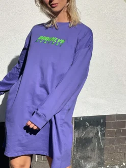 Women Daisy Street Dresses-Relaxed Sweat Dress with Brooklyn Embroidery