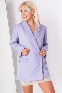 Women Daisy Street Jackets-Relaxed Tailored Blazer with Pearl Buttons