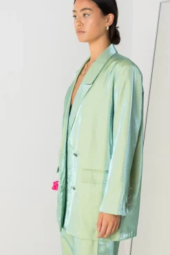 Women Daisy Street Jackets | Co-ords-Relaxed Tailored Blazer in Iridescent Co-ord