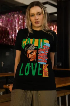 Women Daisy Street Band Tees | T-Shirts-Relaxed T-Shirt with Tupac Cali Love Print