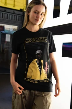 Women Daisy Street Band Tees | T-Shirts-Relaxed T-Shirt with Snoop Dogg Print
