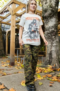 Women Daisy Street Band Tees | T-Shirts-Relaxed T-Shirt with Motley Crue World Tour 1983 Print
