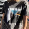 Women Daisy Street Band Tees | T-Shirts-Relaxed T-Shirt with Pink Floyd Print Split Graphic