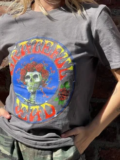 Women Daisy Street Band Tees-Relaxed T-Shirt with Grateful Dead Print