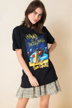 Women Daisy Street Band Tees-Relaxed T-Shirt with Snoop Dogg Gin and Juice Print