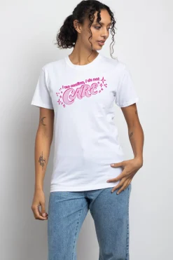 Women Daisy Street T-Shirts-Relaxed T-Shirt with I Do Not Care Print