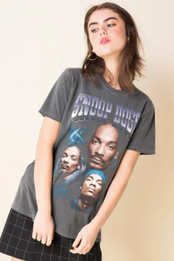 Women Daisy Street Band Tees | T-Shirts-Relaxed T-Shirt with Snoop Dogg Print