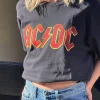 Women Daisy Street Band Tees | T-Shirts-Relaxed T-Shirt with AC/DC Logo Print