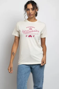 Women Daisy Street T-Shirts-Relaxed T-Shirt with Milkshake Print