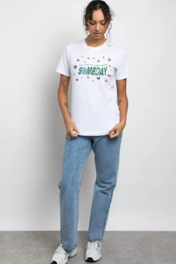 Women Daisy Street T-Shirts-Relaxed T-Shirt with Someday Print