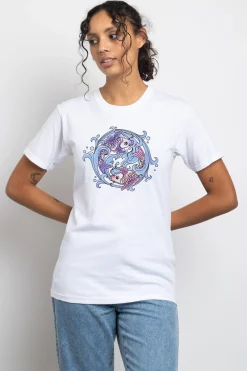Women Daisy Street T-Shirts-Relaxed T-Shirt with Koi Print