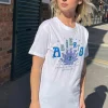 Women Daisy Street T-Shirts-Relaxed T-Shirt with Abierto Print