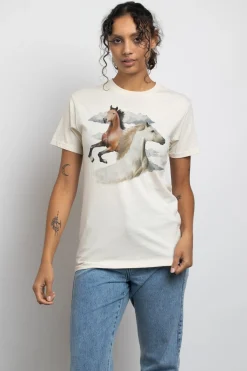 Women Daisy Street T-Shirts-Relaxed T-Shirt with Horses Print