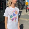 Women Daisy Street T-Shirts-Relaxed T-Shirt with Butterfly Print