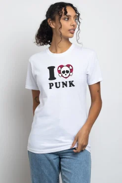 Women Daisy Street T-Shirts-Relaxed T-Shirt with I Love Punk Print