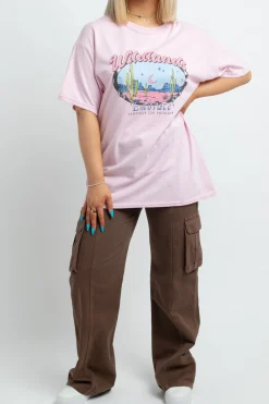 Women Daisy Street T-Shirts-Relaxed T-Shirt with Wildlands Print