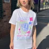 Women Daisy Street T-Shirts-Relaxed T-Shirt with Planet Rave Print