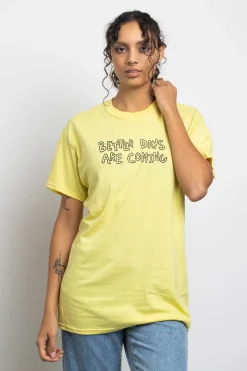 Women Daisy Street T-Shirts-Relaxed T-Shirt with Better Days Are Coming Print