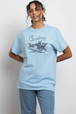 Women Daisy Street T-Shirts-Relaxed T-Shirt with Cowboy Print