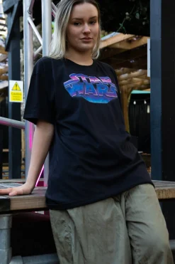 Women Daisy Street T-Shirts-Relaxed T-Shirt with Star Wars Logo Print