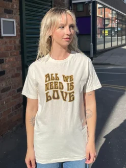 Women Daisy Street T-Shirts-Relaxed T-Shirt with All We Need Is Love Graphic