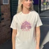Women Daisy Street T-Shirts-Relaxed T-Shirt with Trippy Mushroom Graphic