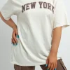 Women Daisy Street T-Shirts-Relaxed T-Shirt with New York Distressed Graphic