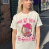 Women Daisy Street T-Shirts-Relaxed T-Shirt with Not My First Rodeo Graphic