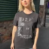 Women Daisy Street T-Shirts-Relaxed T-Shirt with Dark Horizon Print
