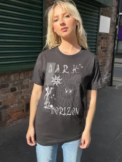 Women Daisy Street T-Shirts-Relaxed T-Shirt with Dark Horizon Print