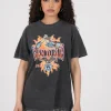Women Daisy Street T-Shirts-Relaxed T-Shirt with Born to Ride Bike Print