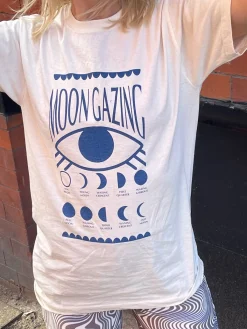 Women Daisy Street T-Shirts-Relaxed T-Shirt with Moon Gazing Print
