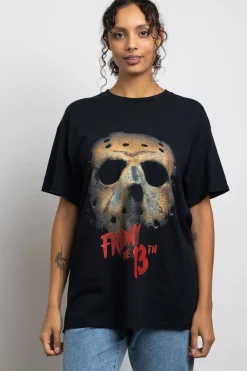 Women Daisy Street T-Shirts | Tops-Relaxed T-Shirt with Friday The 13th Mask Graphic