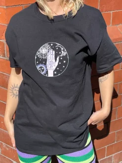 Women Daisy Street T-Shirts-Relaxed T-Shirt with Palmistry Print