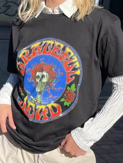 Women Daisy Street T-Shirts-Relaxed T-Shirt with Grateful Dead Print