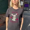 Women Daisy Street T-Shirts-Relaxed T-Shirt with Kiss My Print