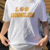 Women Daisy Street T-Shirts-Relaxed T-Shirt with Los Angeles Graphic